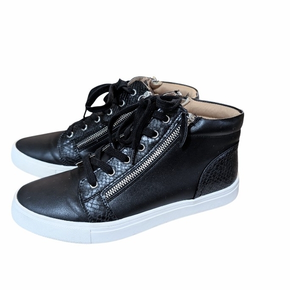 DV by Dolce Vita Alison Black Snake Embossed High Top Sneakers - Size 8 - Picture 4 of 6